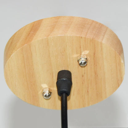 Retro Style Pendant Lights Oak Wooden Geometric Beads
