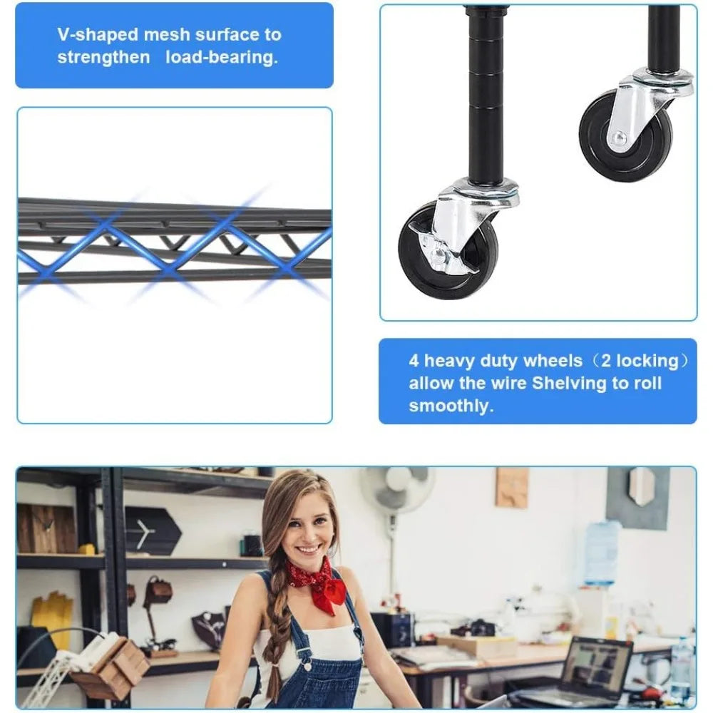 18x48x72 Inch Commercial Wire Shelving Unit with Wheels