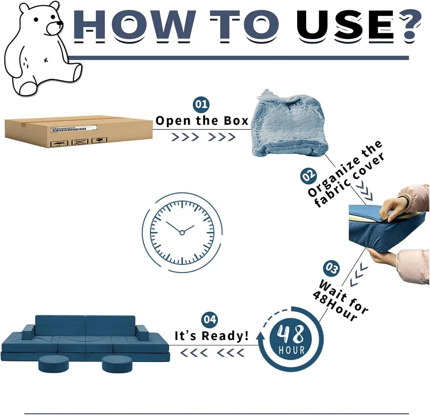 22Pcs Modular Kids Play Couch -