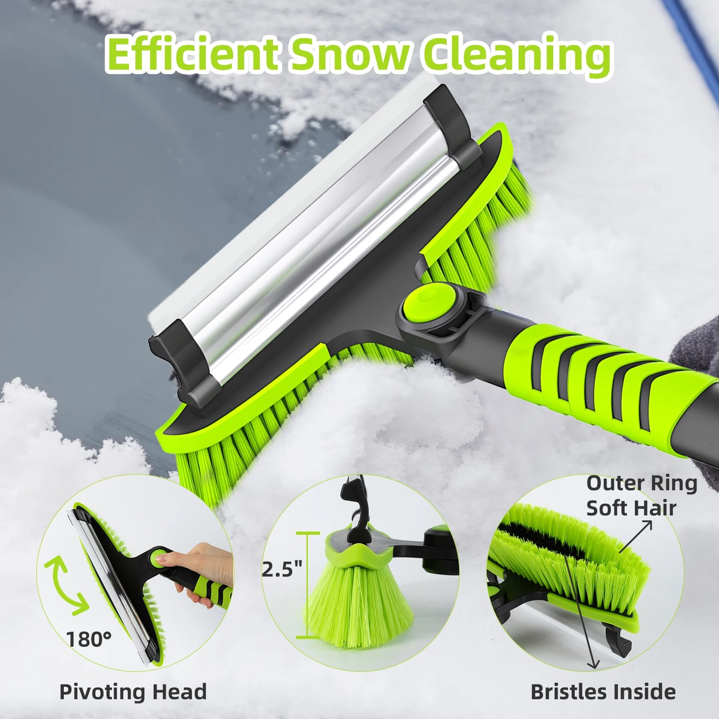Ultimate Car Snow Cleaner, 43" 2-in-1 Ice Scraper & Brush with Extendable Handle